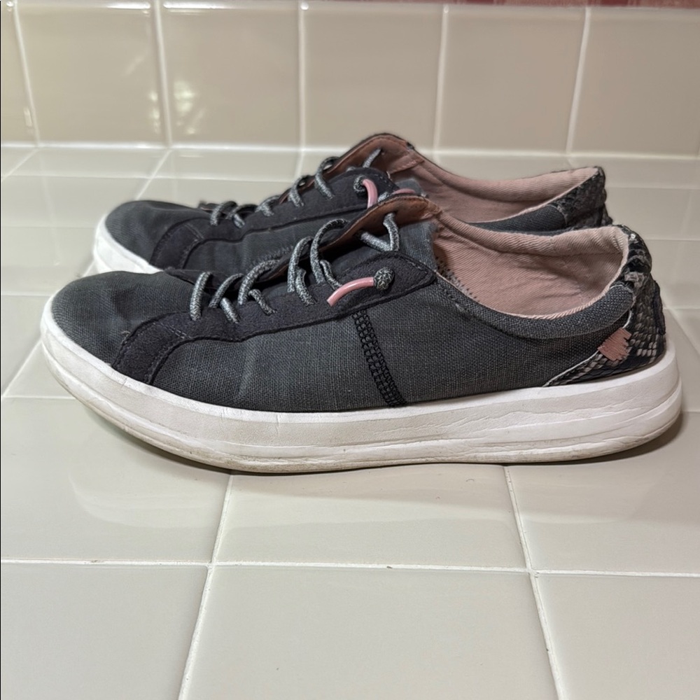 Hey Dude Gray and Pink Sneakers with Cushioned Sole